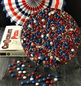 Fourth of July red white blue Chocolate Pizza