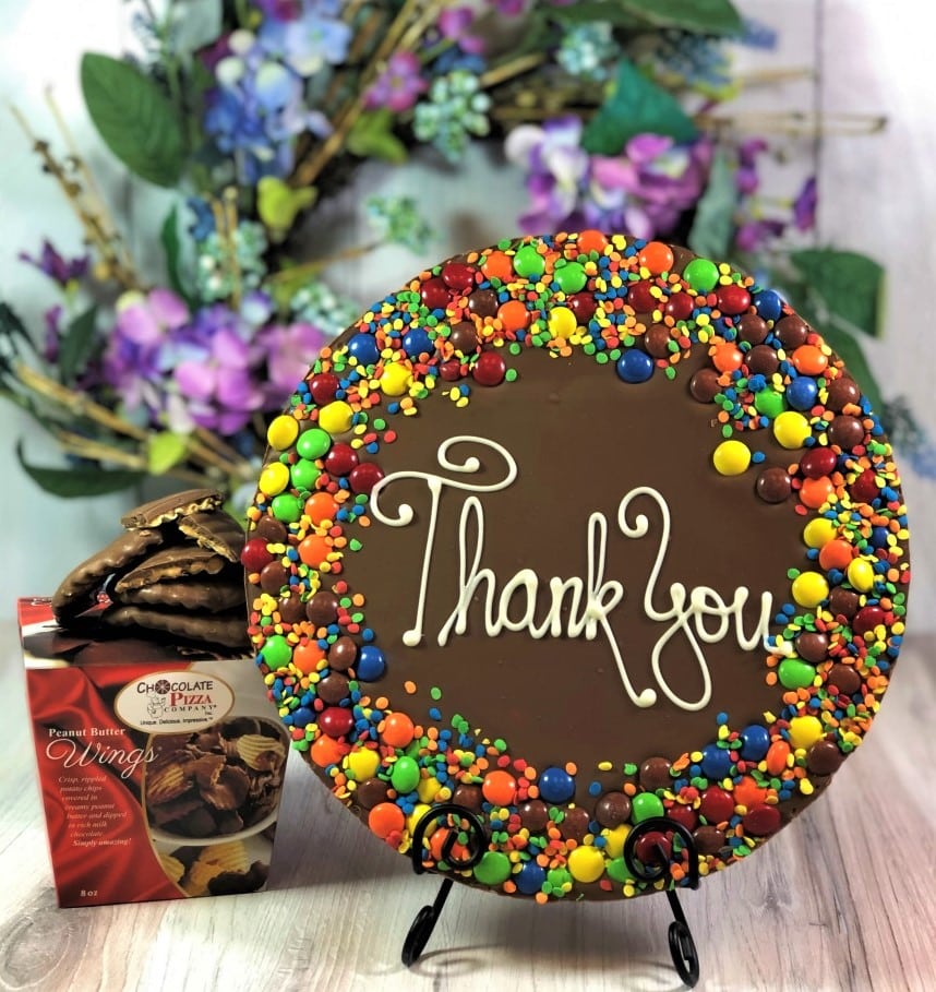 858px x 909px - Thank You Chocolate Gift Combo - Chocolate Pizza & Wings