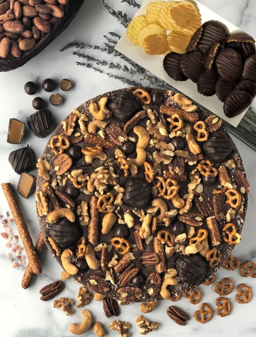 Drumstick Chocolate Pizza | caramel, pretzel, nuts, sea salt